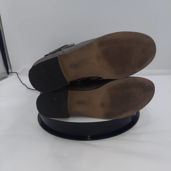 Just Fab Catlia GrayBrown Strappy Buckle inside zip knee high riding boots 7 - Picture 4 of 9